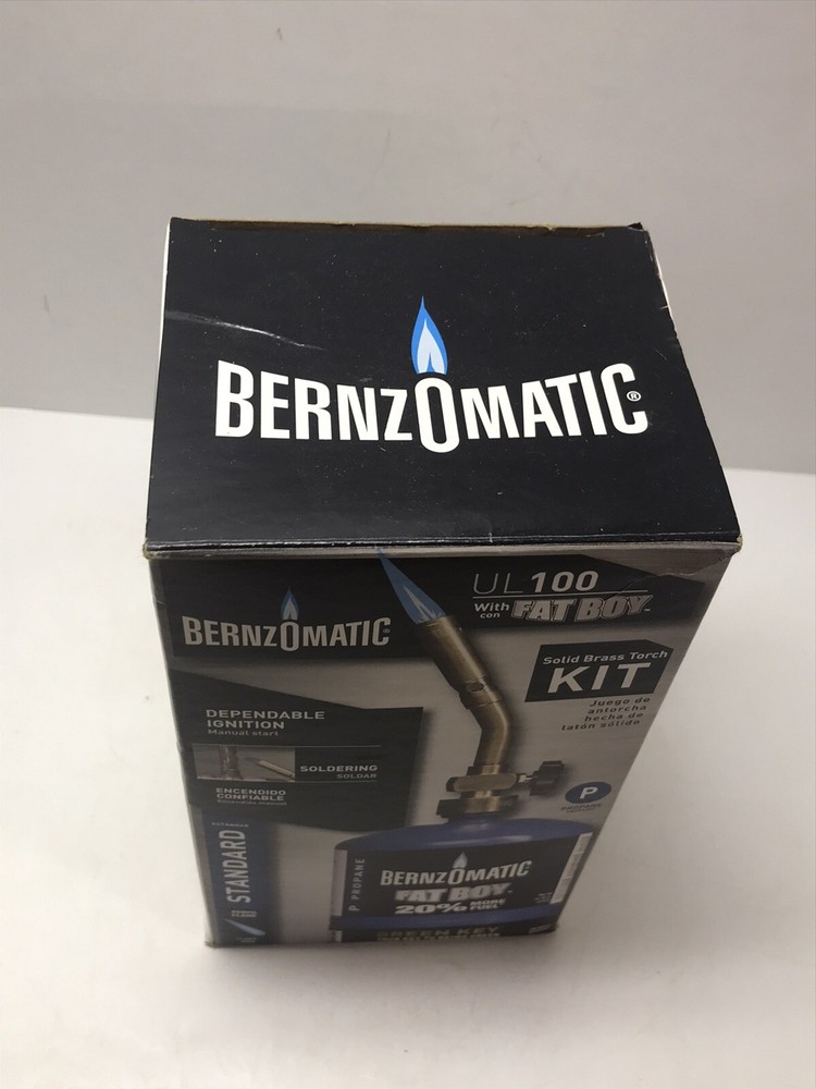 BernzOmatic Ul100 with Fat Boy - Solid Brass Torch Kit - 20% More Propane