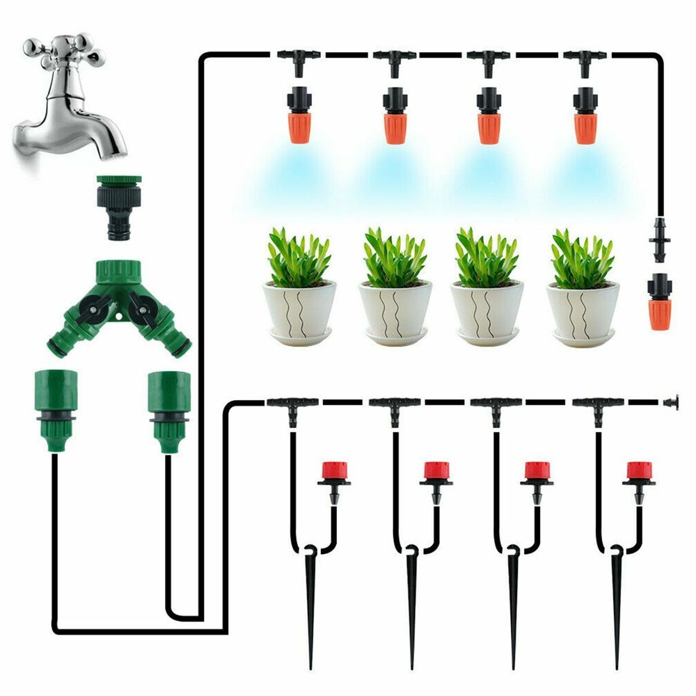 100FT 50FT Auto Drip Irrigation System Kit Timer Micro Sprinkler Garden Watering