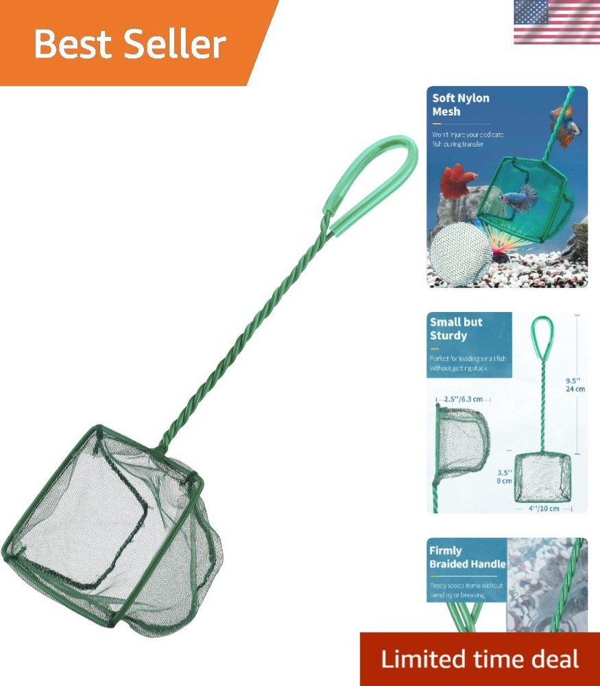 Rust-Resistant Fish Net with Braided Handle for Safe Fish & Shrimp Handling