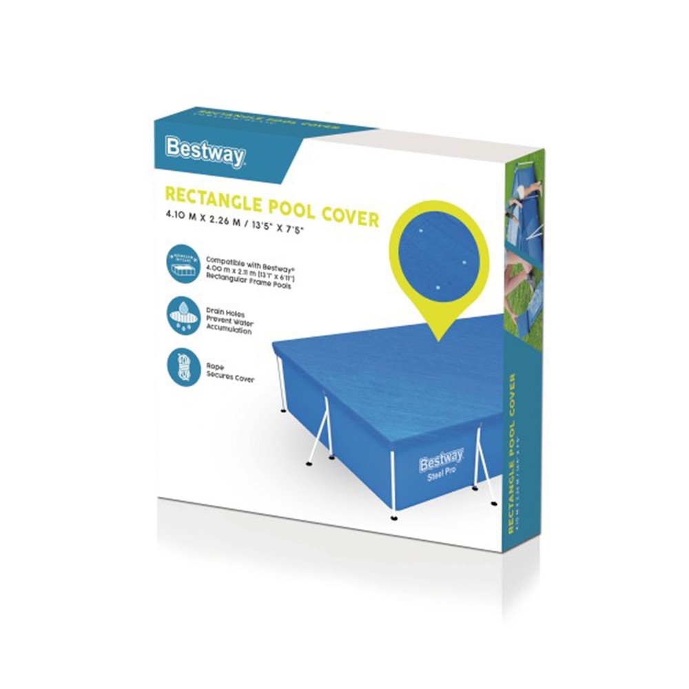 Bestway Flowclear Rectangular Above Ground Pool Cover, (Cover Only), 2 Pack