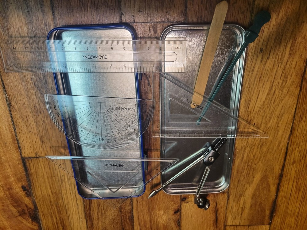 Geometry Protractor Set With Ruler And Measuring Devices, COOL 3D MetalCase
