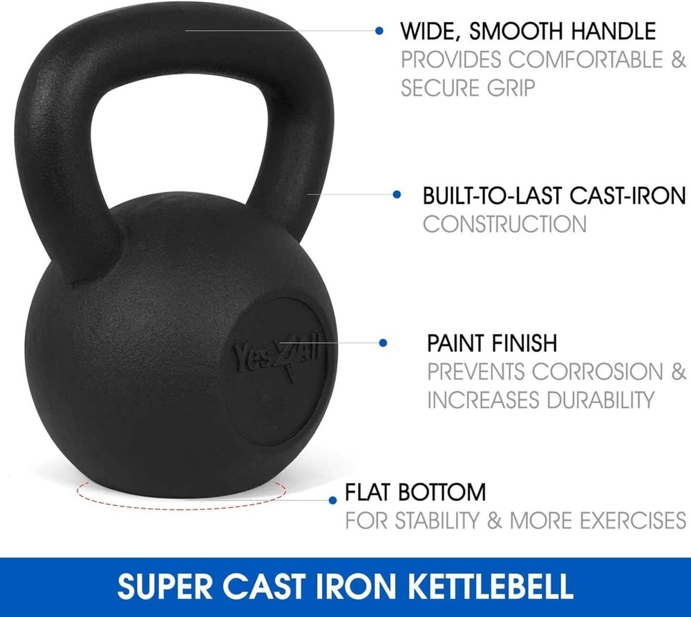 Ergonomic 5-80 Lb Cast Iron Kettlebell Set for Optimal Workout Performance