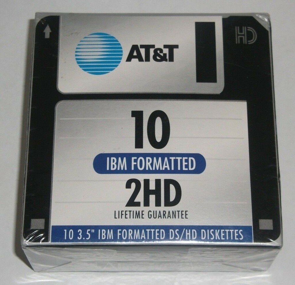 AT&T IBM Formatted DS/HD 3.5" Diskettes 10 Count Floppy Disk