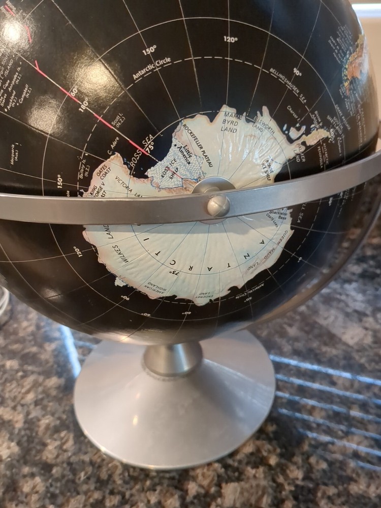 Replogle 12" Starlight Globe Colored Relief World Map Satin Chrome Base