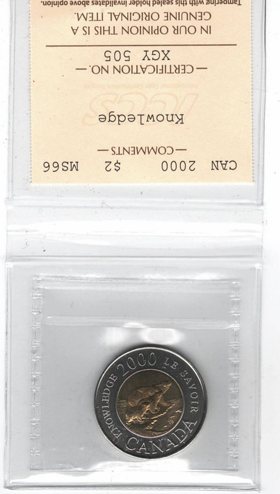 2000 Canada $2 Knowledge - ICCS MS66 - XGY 505