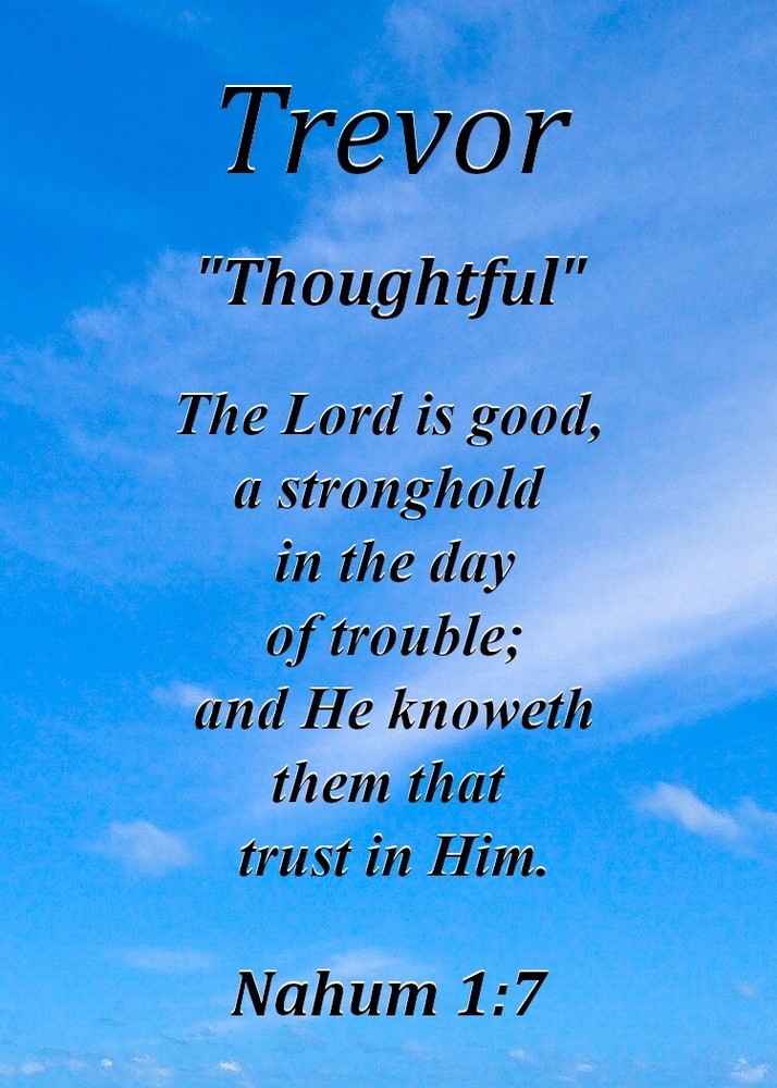 Trevor "Thoughtful" Keepsake Name Meaning Card with Bible Verse