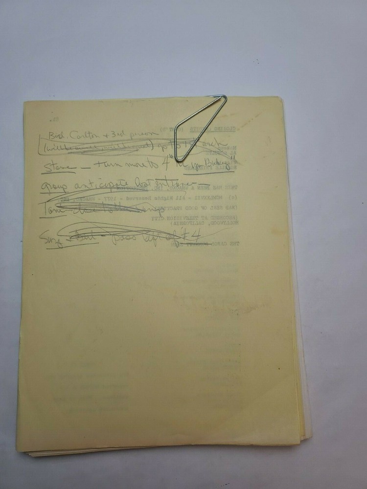 THE CAROL BURNETT SHOW / 1978 TV Script, starring Harvey Korman & Tim Conway