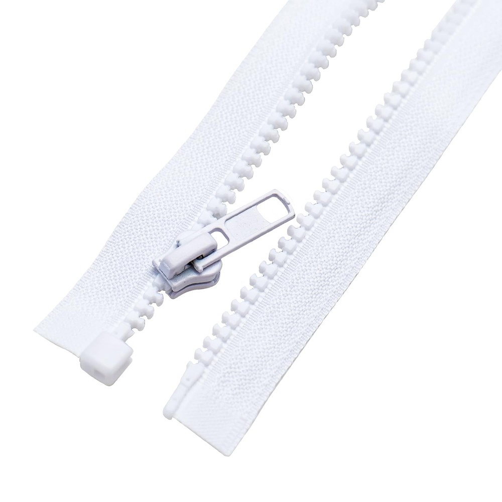 #5 47 Inch Separating Jacket Zippers 2 PCS White Molded Plastic Bulk DIY