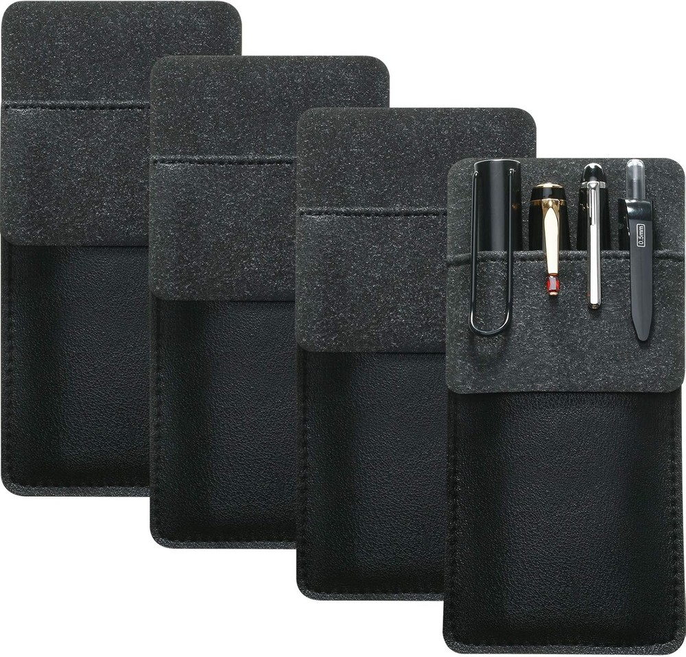 Outus 4 Pack Pocket Protector, Leather Pen Pouch Holder Organizer for Lab...
