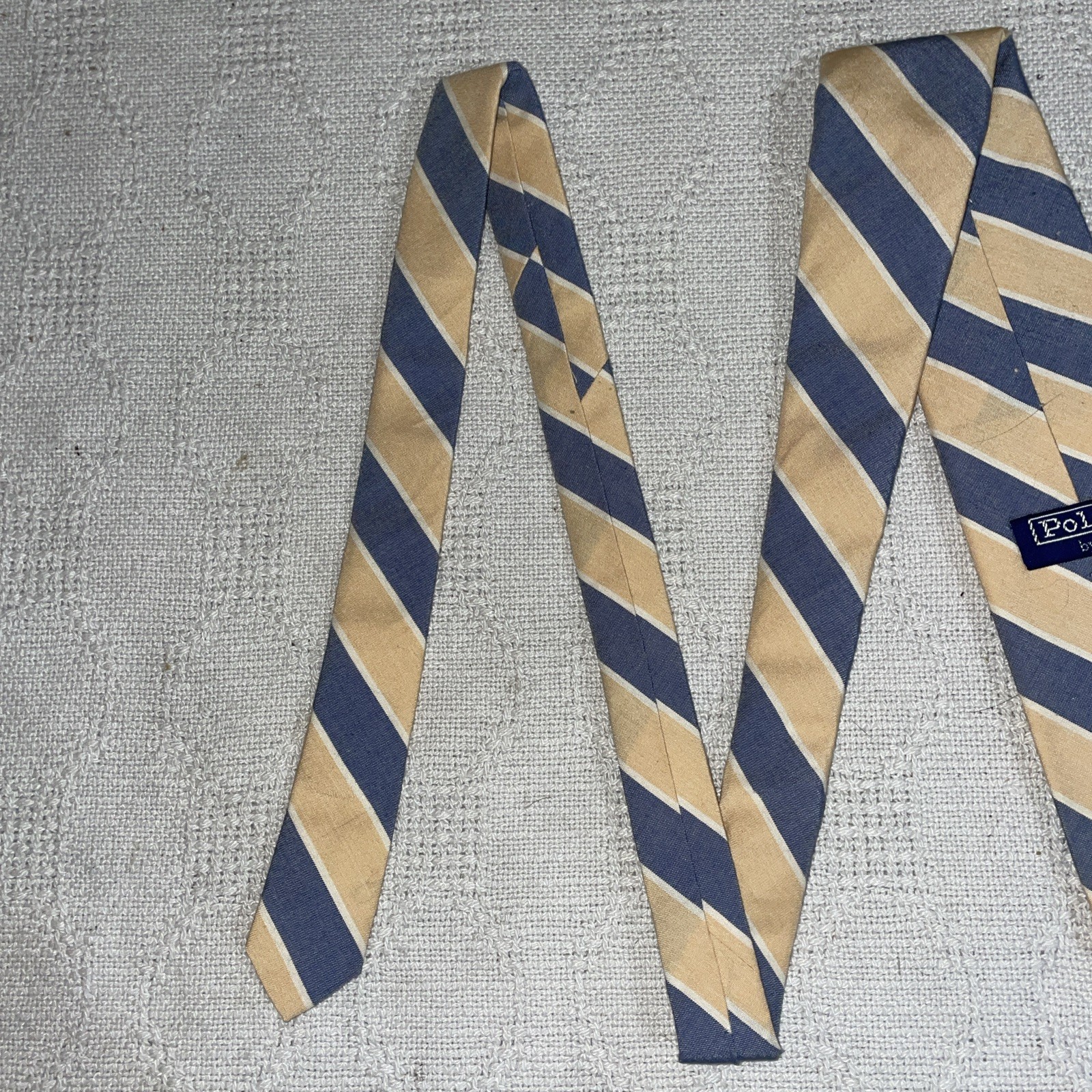 Polo Ralph Lauren Dress Tie Boys Size 52” 3” Gray Yellow Repp Business Church