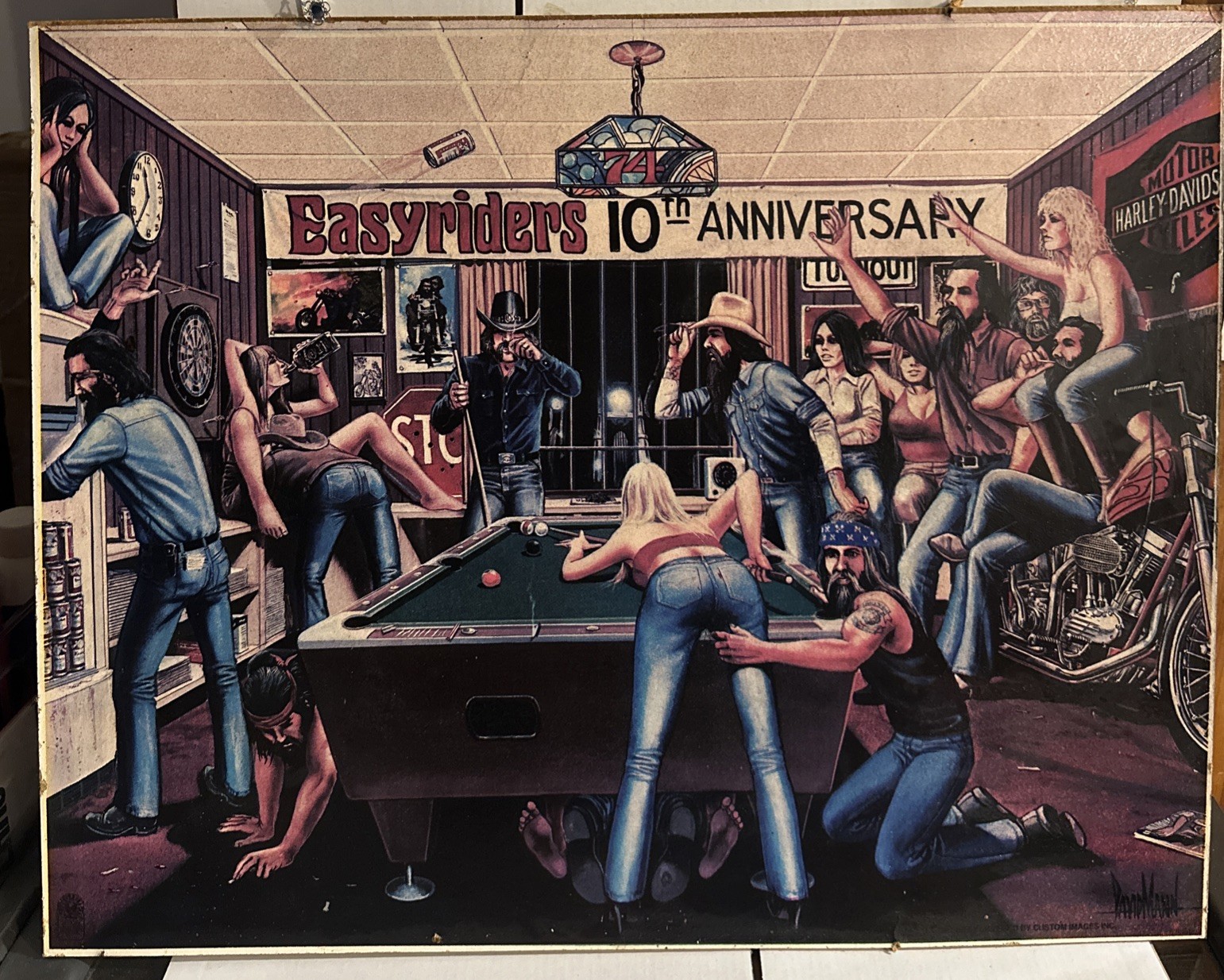 Awesome Vintage Easy Riders 10th Anniversary Wall Hanger 20” Long 16”tall