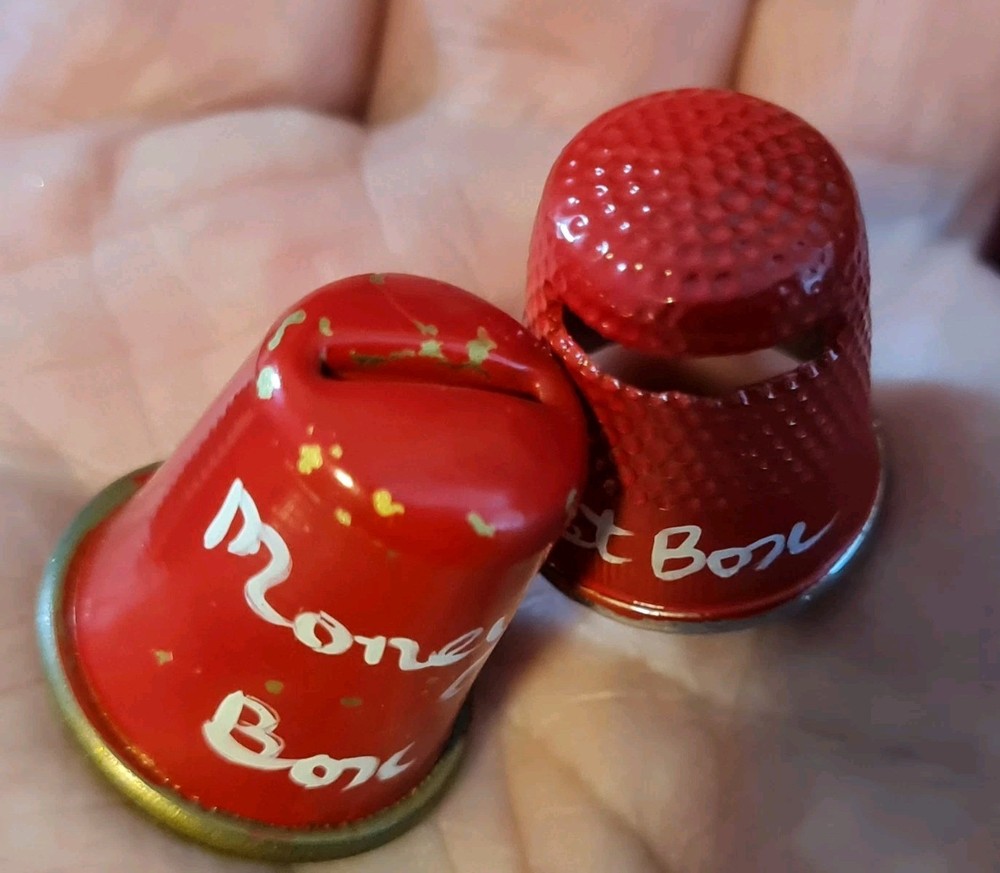 HAND PAINTED THIMBLES NOVELTY MONEY AND POST BOX