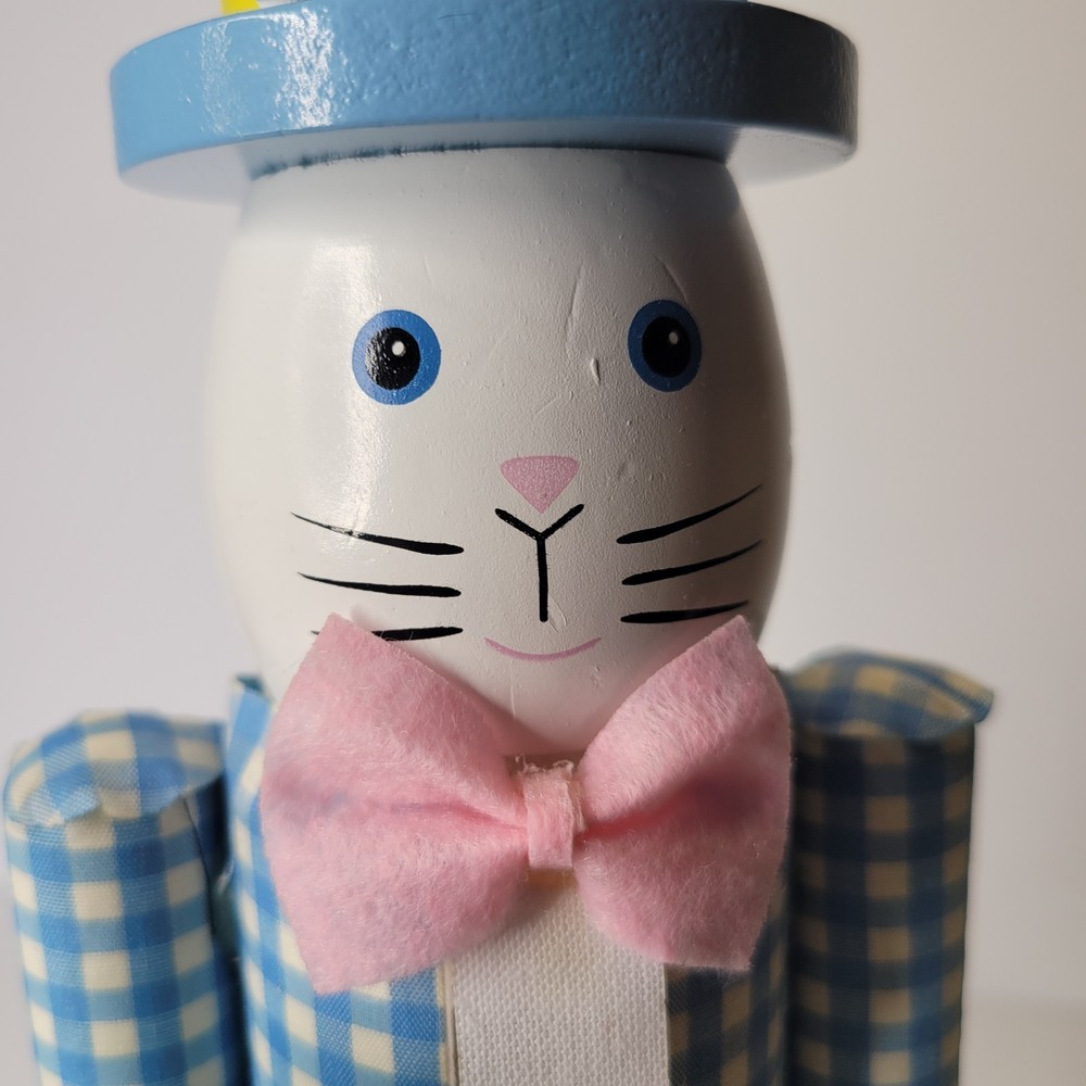 2 Easter Bunny Nutcrackers 8" & 14" Happy Easter Watering Can Carrot Decor