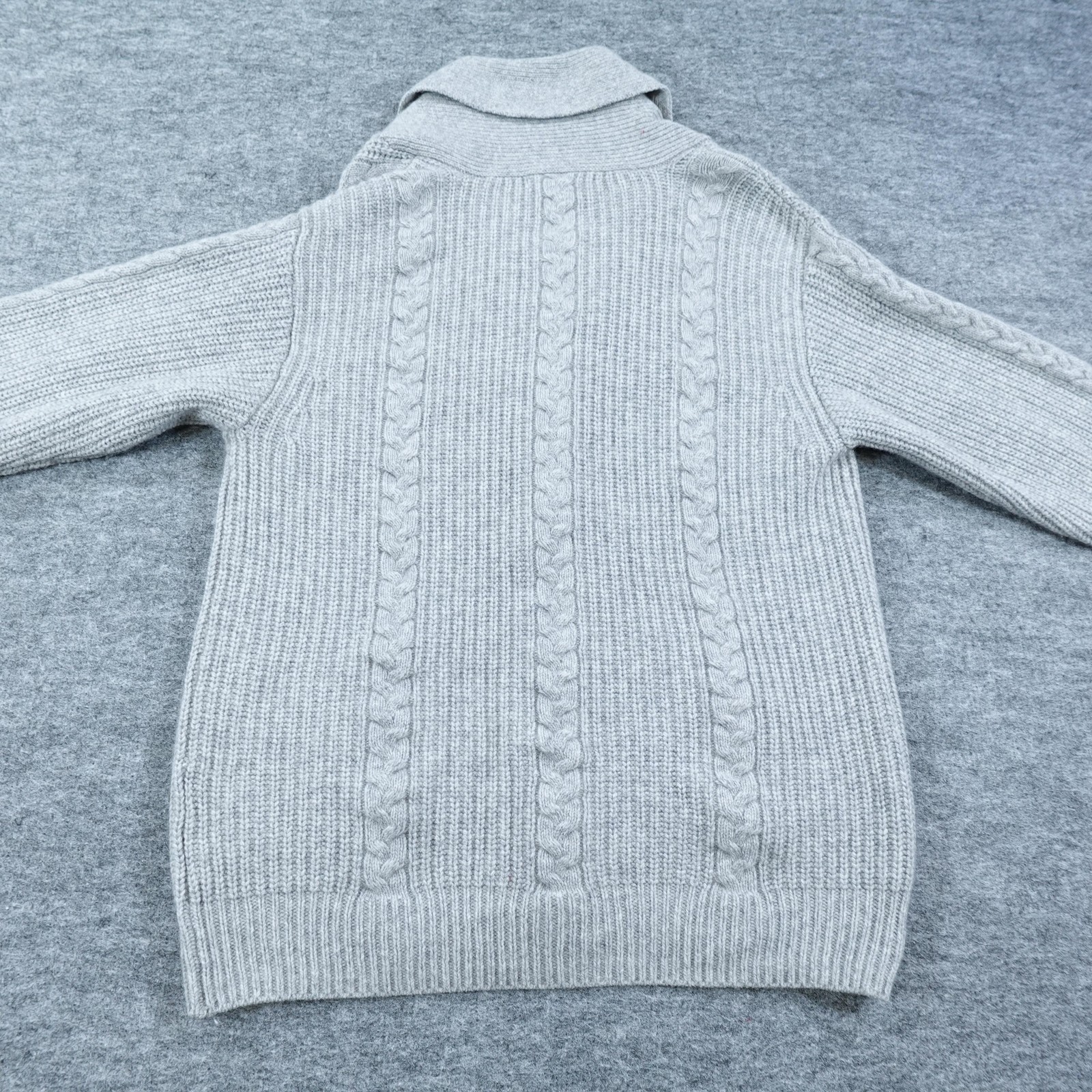 Madewell Sweater Men Medium Gray Shawl Collar Cable Knit Cardigan Merino Wool