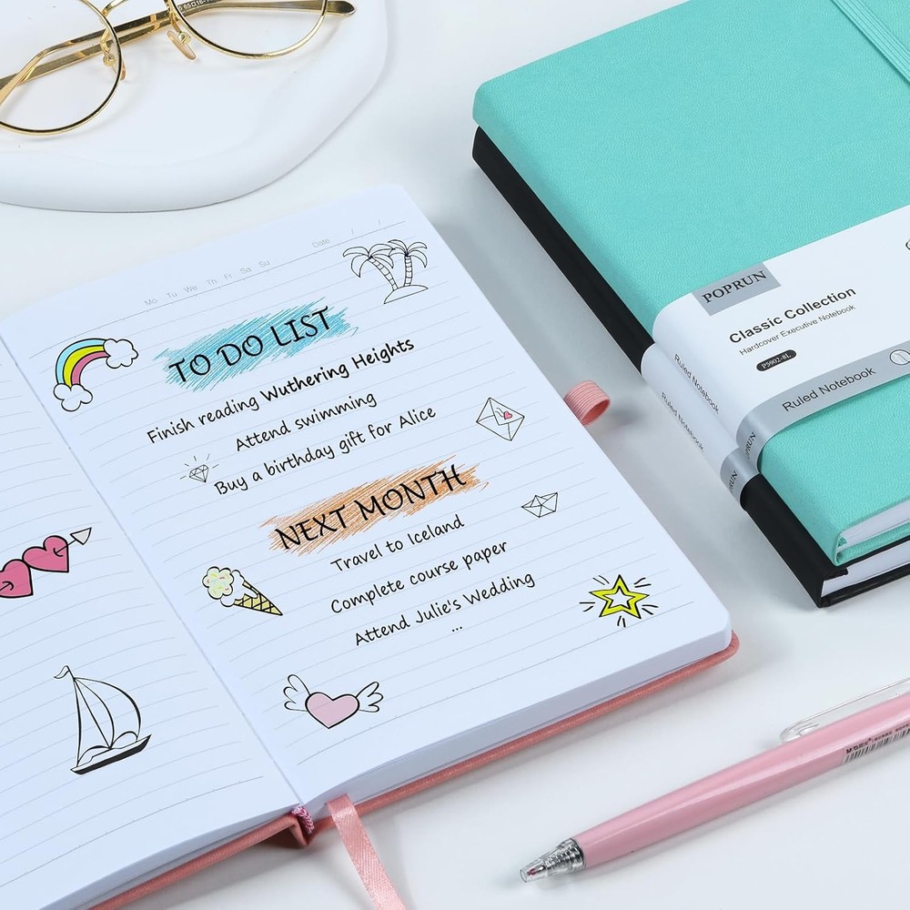 RUN A5 Lined Journal Notebooks, Leather Thi Notebook for