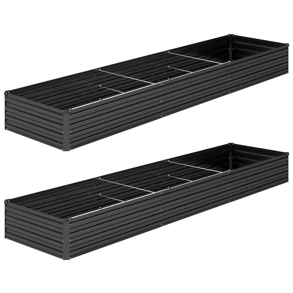 2PCS 12x2x1FT Galvanized Raised Garden Bed Kit,Vegetable Boxes-Rectangle Meta...