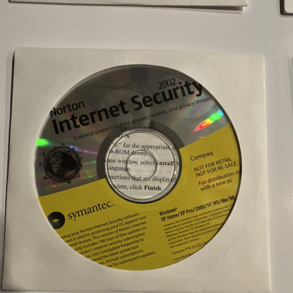 Compaq Notebook Series Manuals & CDs Windows XP Pro Norton Internet Security