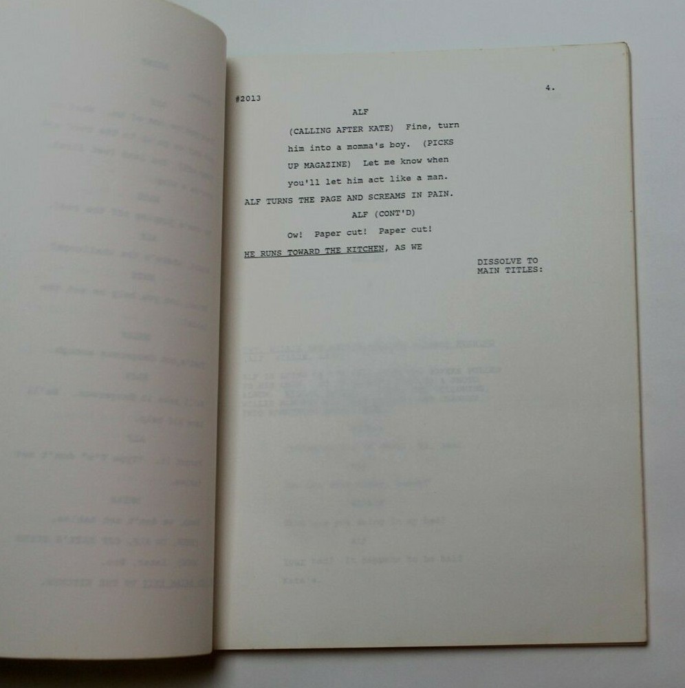 ALF / Bob Bendetson, 1987 TV Script "Night Train" Classic furry alien wiseguy
