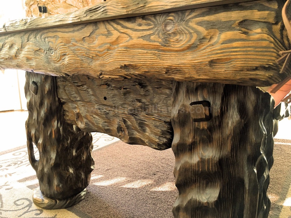 Wilderness 8' Hand-Crafted Rustic Log Pool Table Billiard for Log Home / Cabin