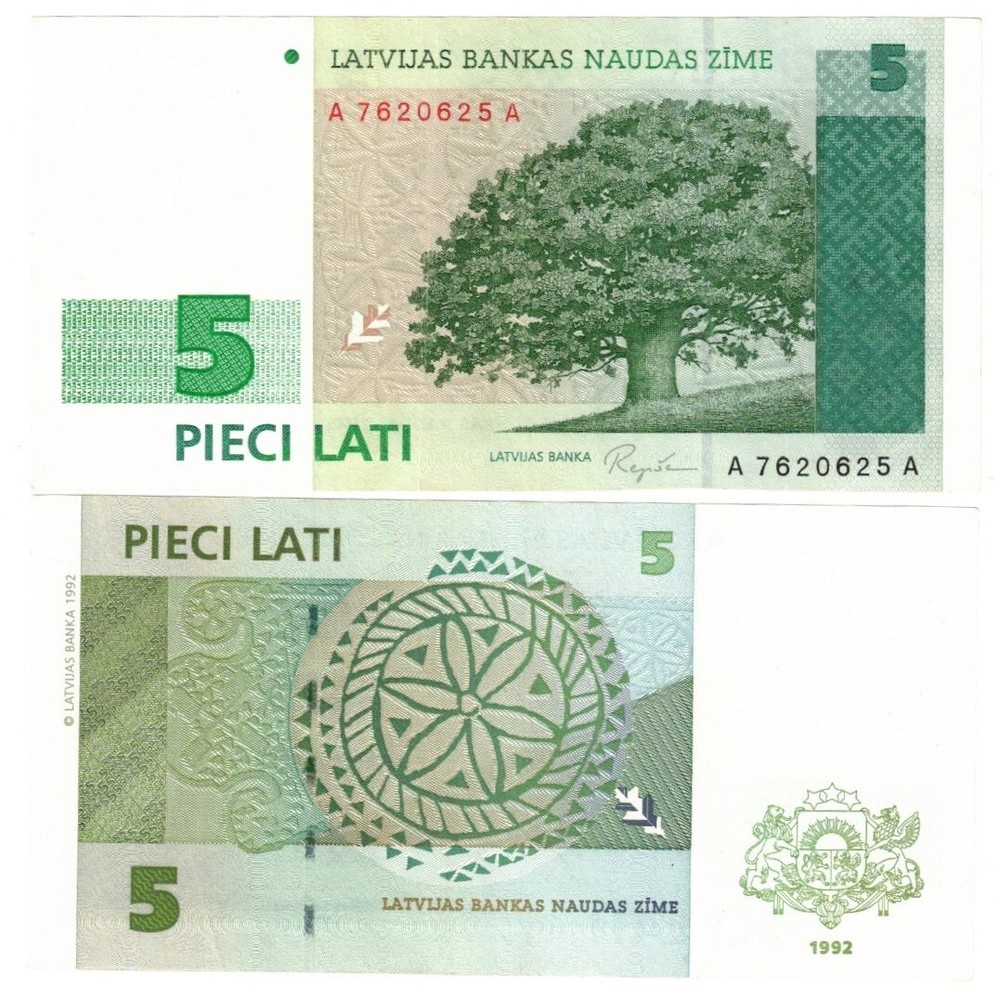 Latvia 5 Lati 1992 EF