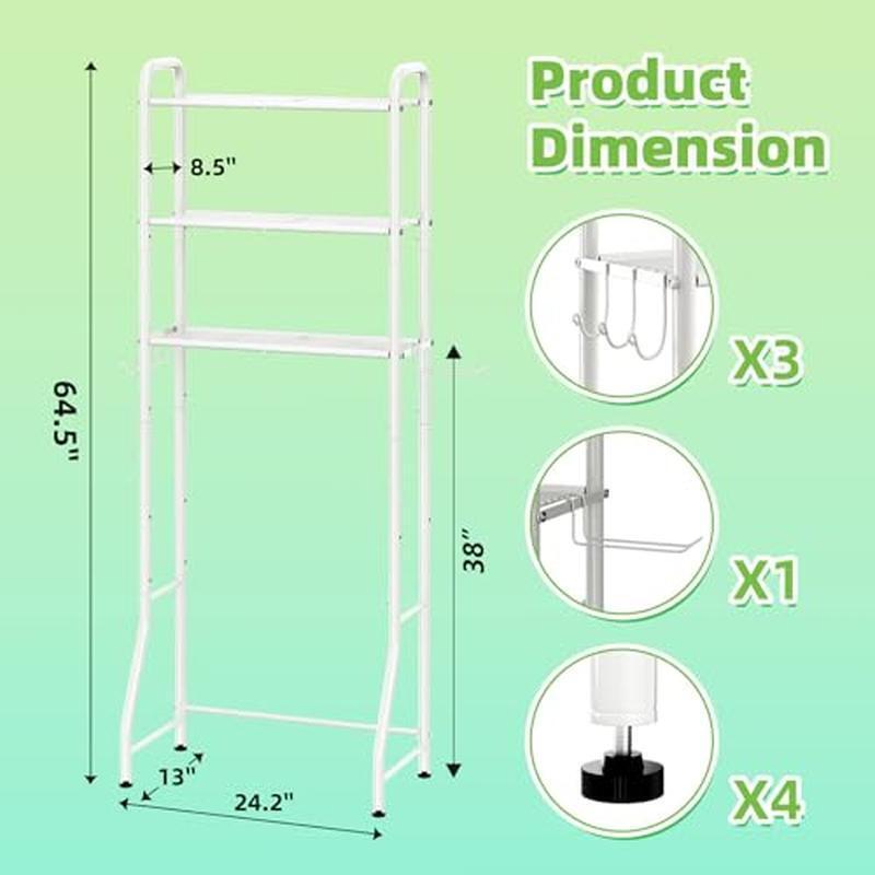 Over The Toilet Storage Rack 3 Tier Bathro Save Space Multi-functional Lockable