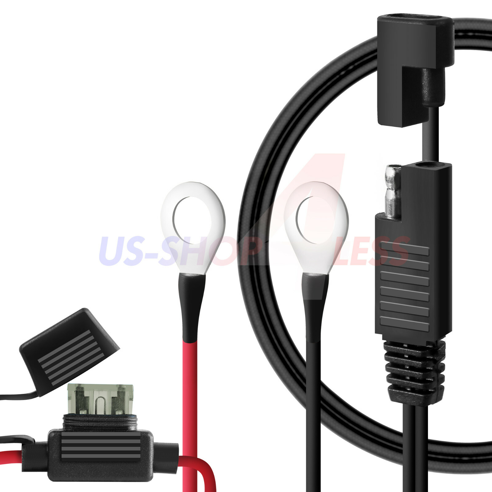 SAE 2Pin Ring Terminal Battery Cord Tender Cable Harness Wire Plug Quick Connect