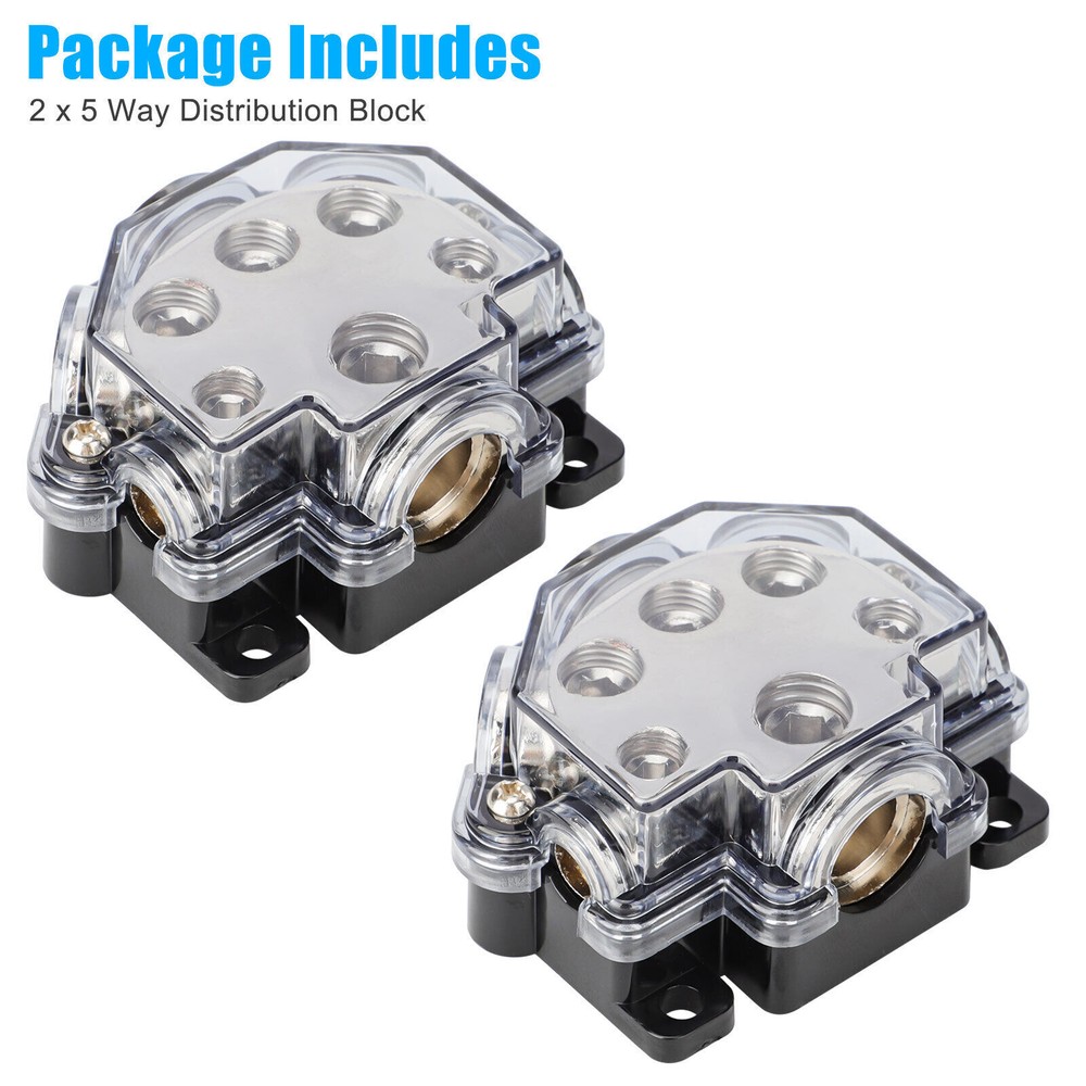 2pcs Comprehensive Protection Car Audio System Distribution Block 1 In 5 Out