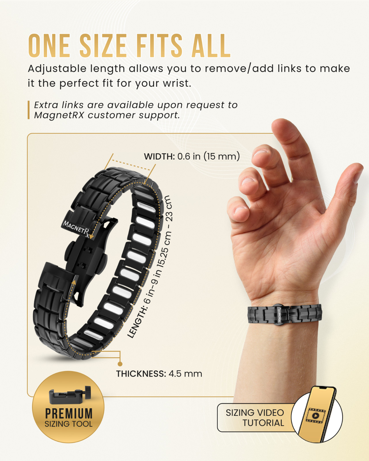 MagnetRX® Magnetic Bracelets for Men EllipseMAX 5X Strength 5,000 Gauss Magnets