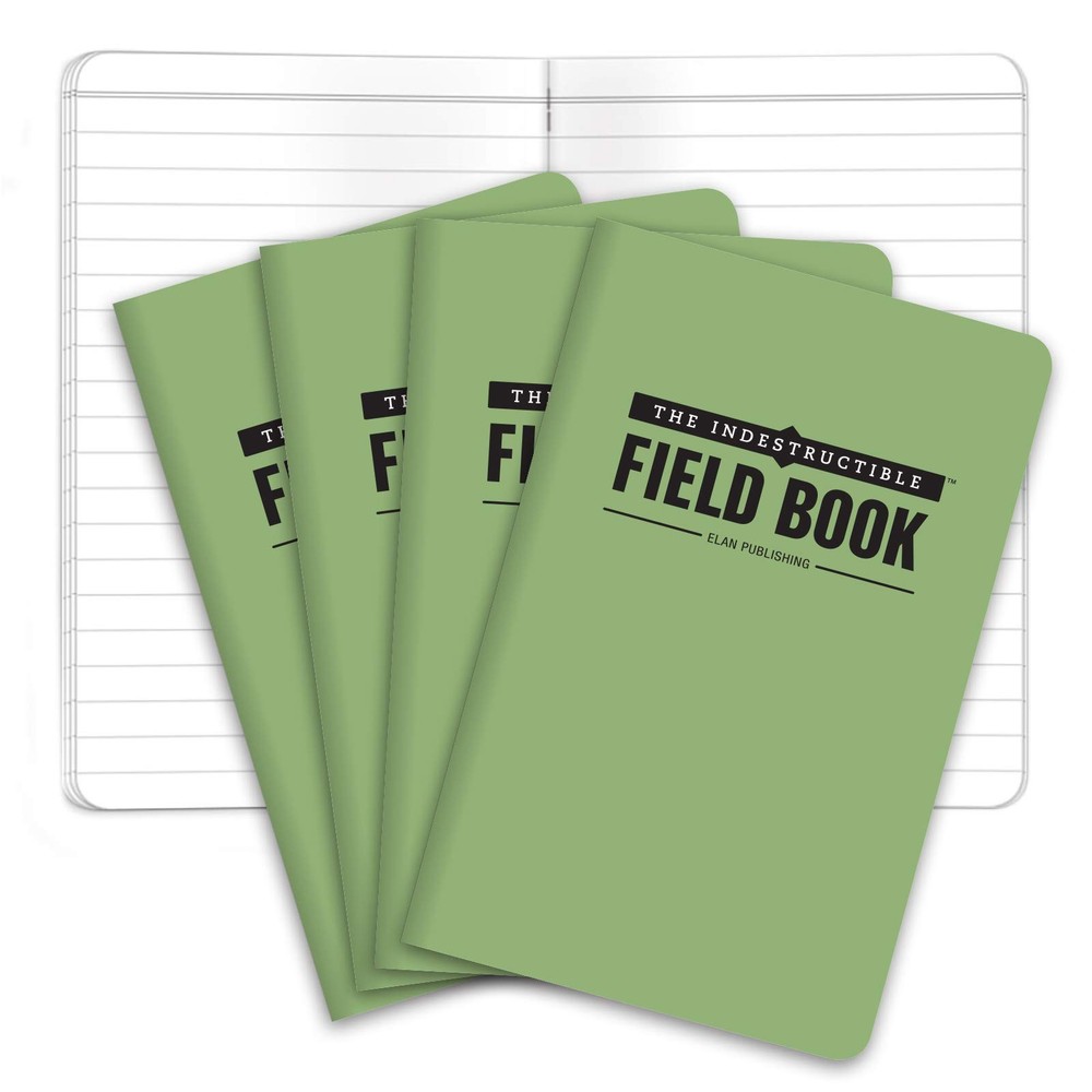Waterproof Field Notebook 3.5x5.5 - Tearproof, Weatherproof, Lined - 4 Pack