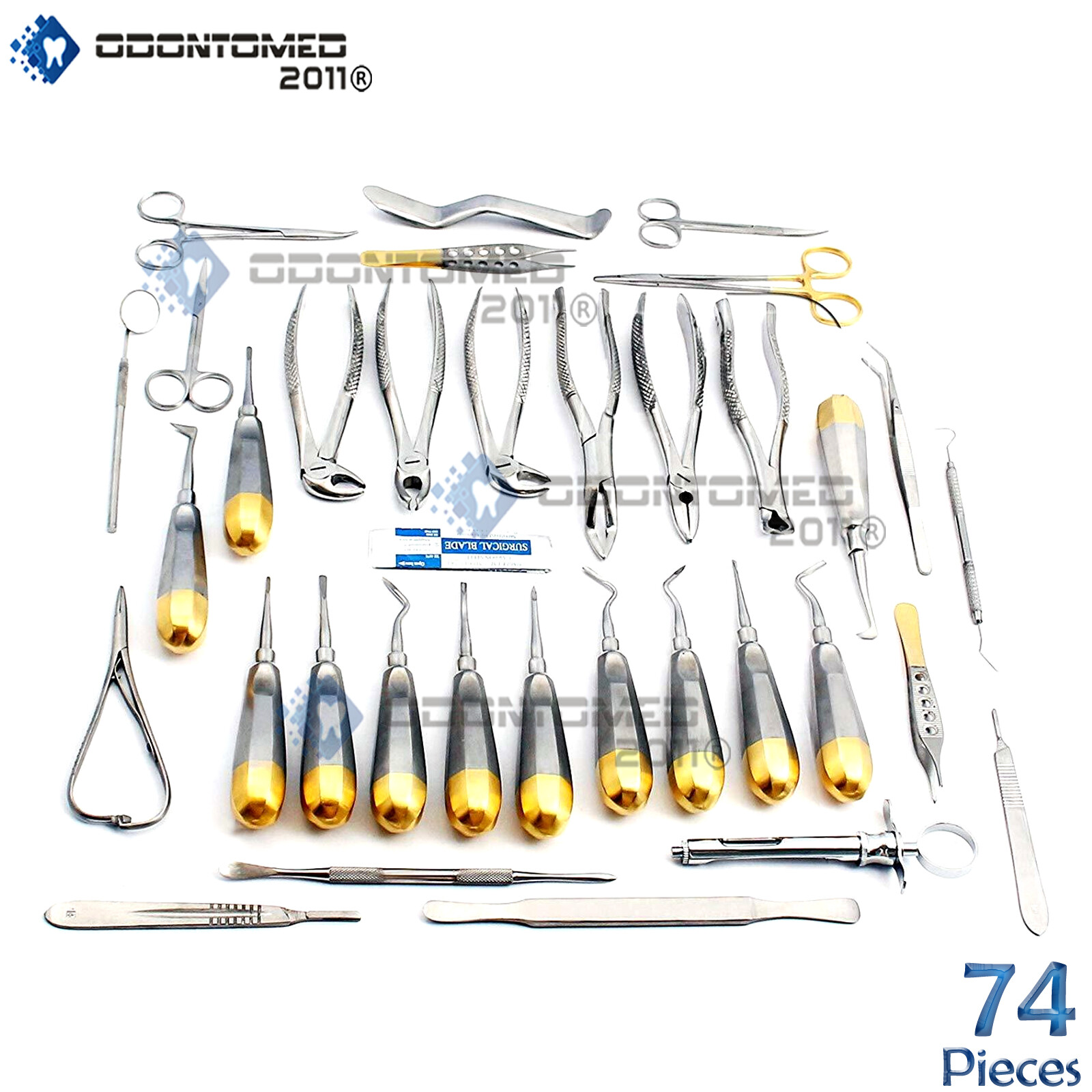 GERMAN 74 PC ORAL DENTAL SURGERY EXTRACTING ELEVATORS FORCEPS INSTRUMENT KIT SET