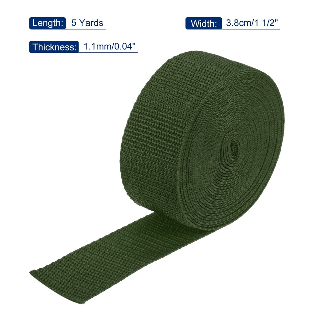 Lightweight Polypropylene Webbing Strap 3.8cm 5 Yard Army Green