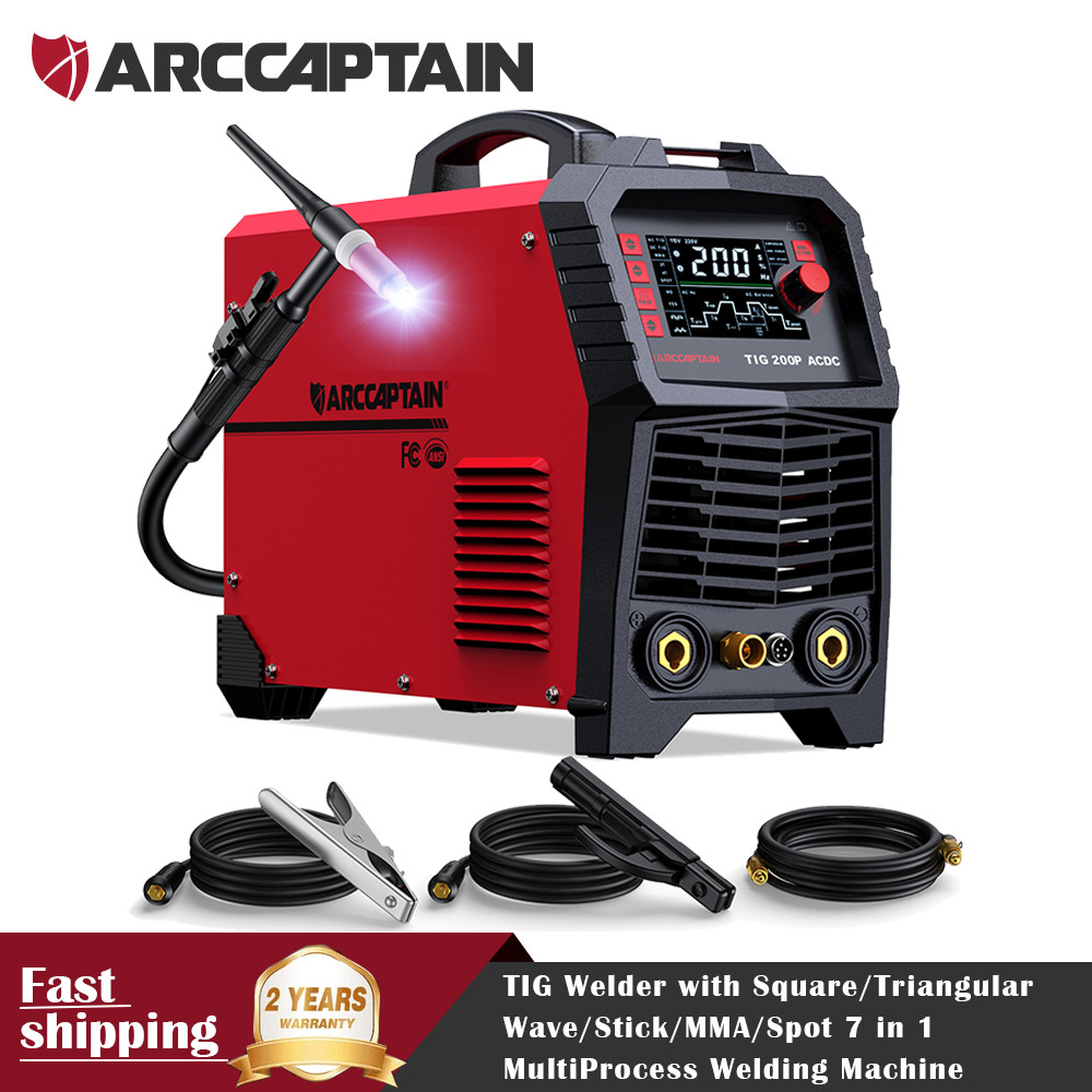 ARCCAPTAIN TIG Welder AC/DC 200Amp with Pulse, Aluminum TIG Welder 110V/220V