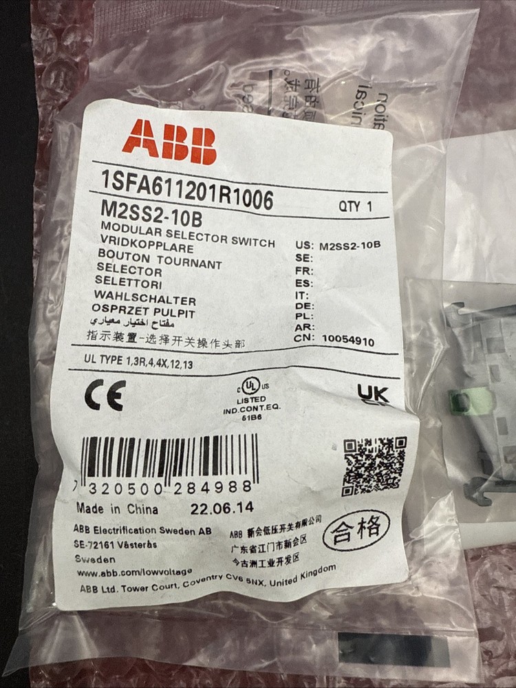 ABB Selector Switch 1SFA611201R1006 M2SS2-10B - 2-Position Kit NEW