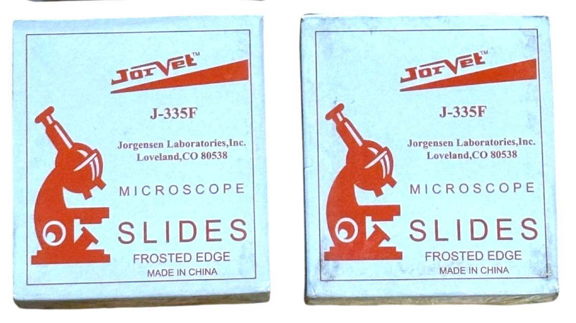 2 Boxes of 72 (144) Glass 1" x 3" Microscope Slides w/ Frosted Edge (J-335F)
