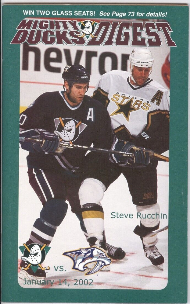 2002 Ducks vs Predators Program: Steve Rucchin Cover