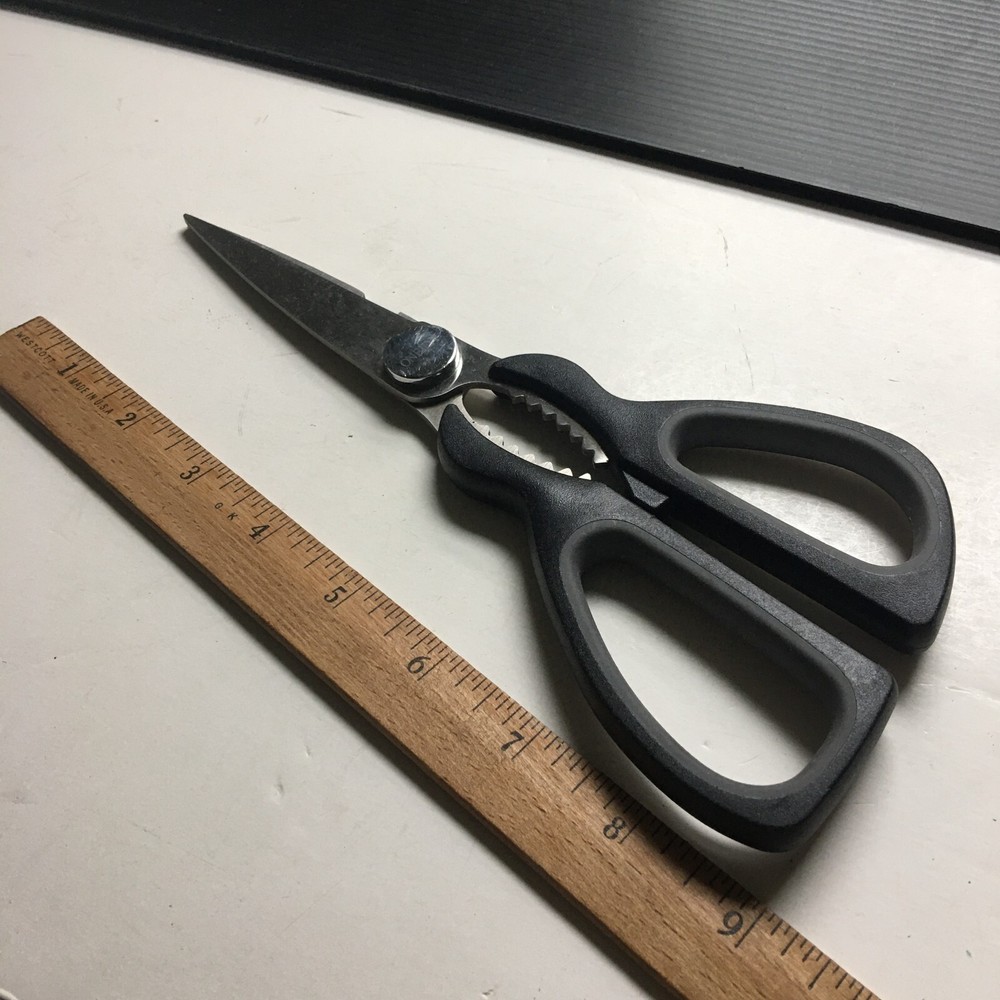Multi-Function Stainless Steel Kitchen 1 Side Serrated Shears Scissors w/ Opener