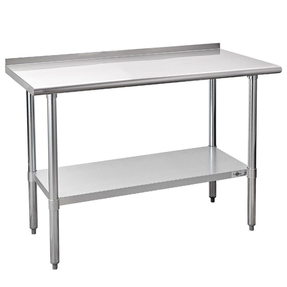 Profeeshaw Stainless Steel Prep Table NSF Commercial Work Table with Backsplash
