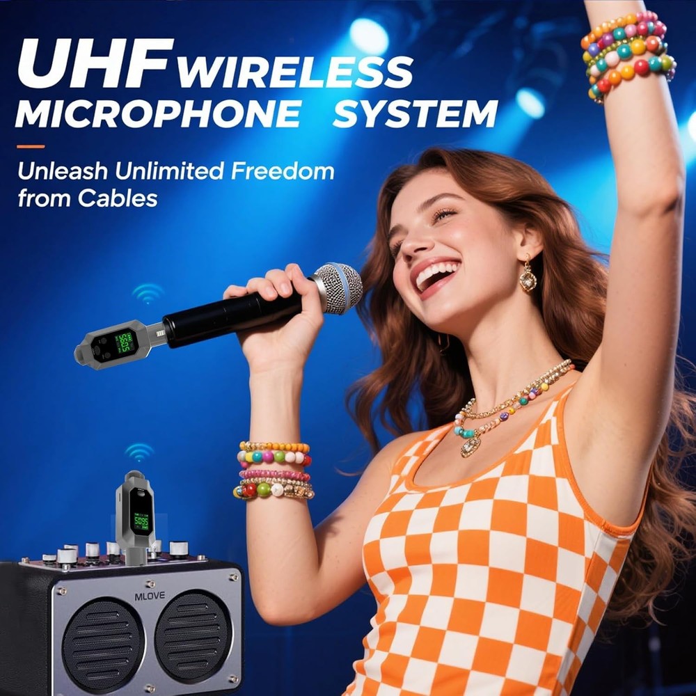Wireless XLR Transmitter & Receiver: UHF Wireless Microphone System for 8-Hours