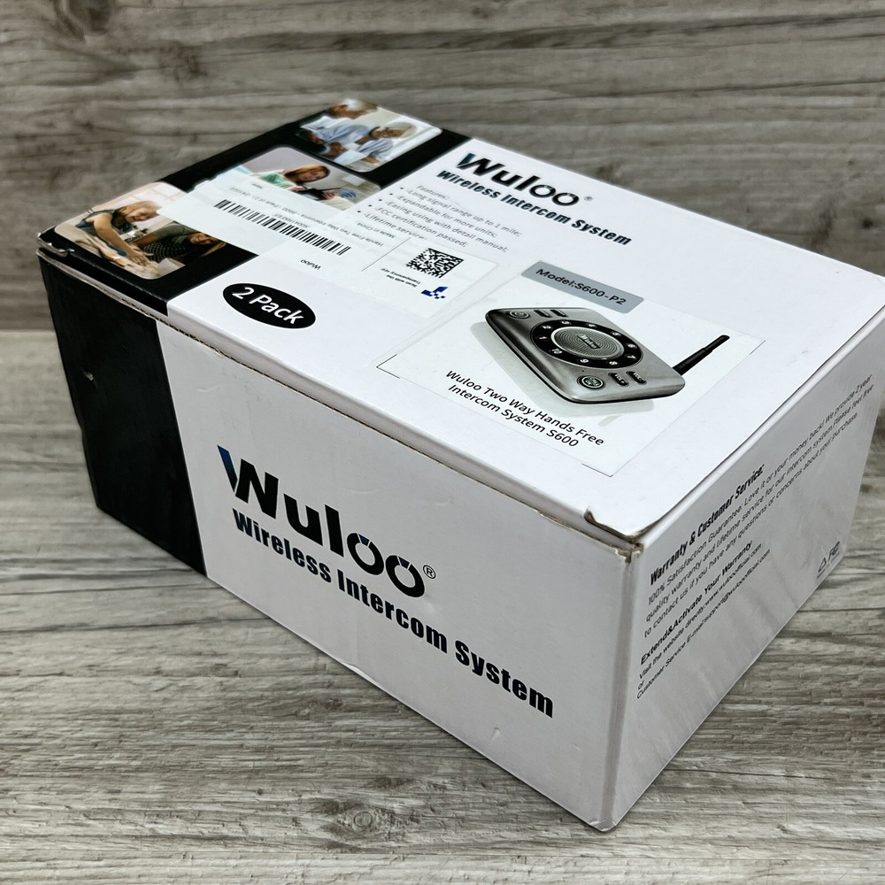 Wuloo S600-P2 Black Gray Full Duplex Wireless Intercom System 2 Pack NEW