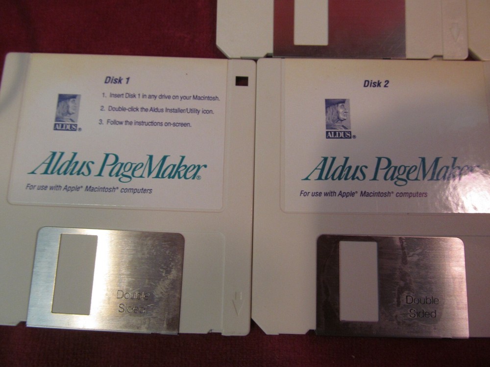 1990 ALDUS PAGEMAKER VERSION 4.0 PLUS UPDATE 3.5" DISKS APPLE MACINTOSH