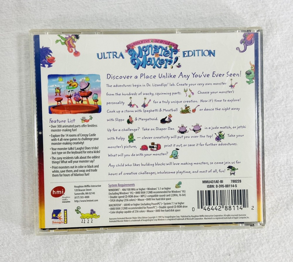 Monster Maker Ultra Edition 1997 PC CD-ROM Houghton Mifflin Interactive