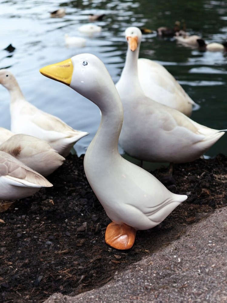 Ceramic White Goose Signed Made In Italy