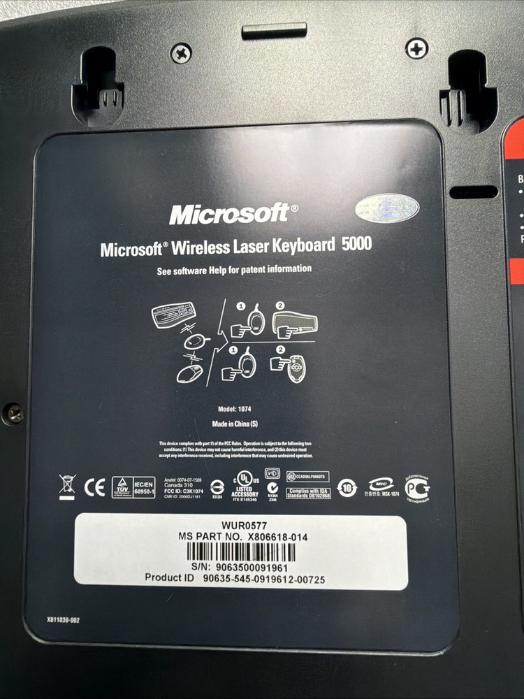 Microsoft Wireless Laser Keyboard 5000 & Optical Mouse Ergonomic with Receiver