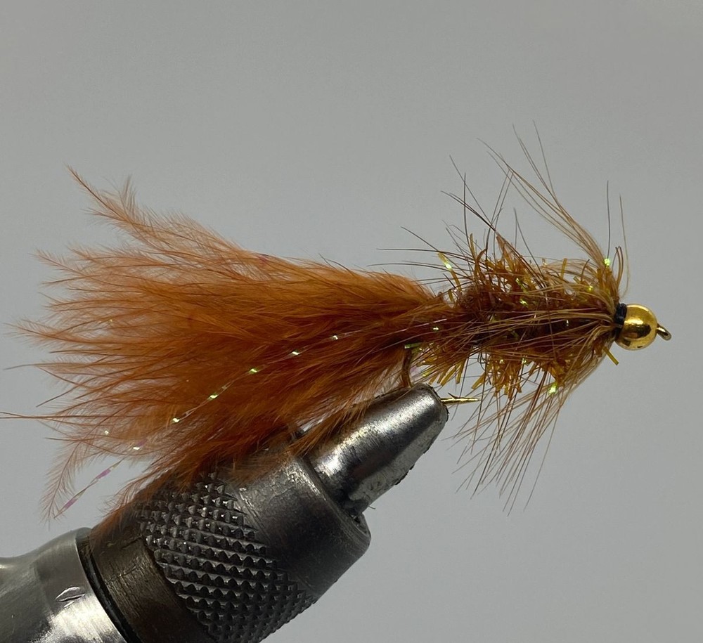 One Dozen (12) - Beadhead Crystal Bugger - Brown - Streamer