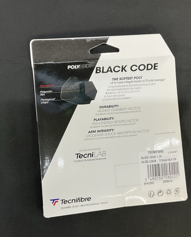 Tecnifibre Black Code 16 Gauge Tennis String 3 Pack