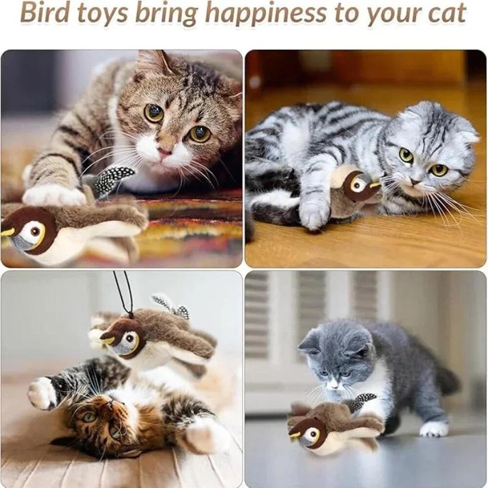 USB Interactive Flying Bird Cat Toys Electronic Pet Simulation Sparrow Toy US