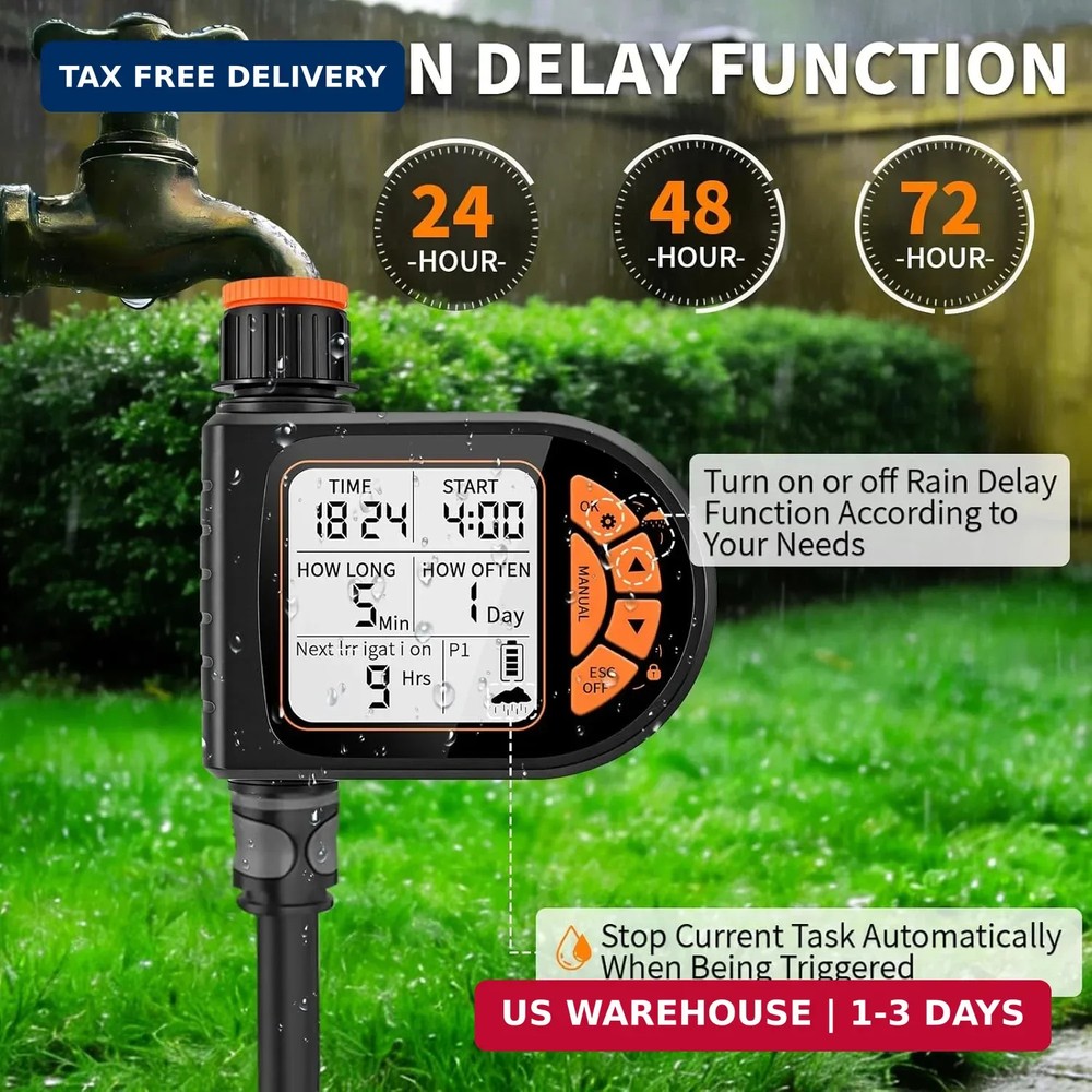 Sprinkler Timer for Garden Hose - Programmable Irrigation Timer with Rain Delay,