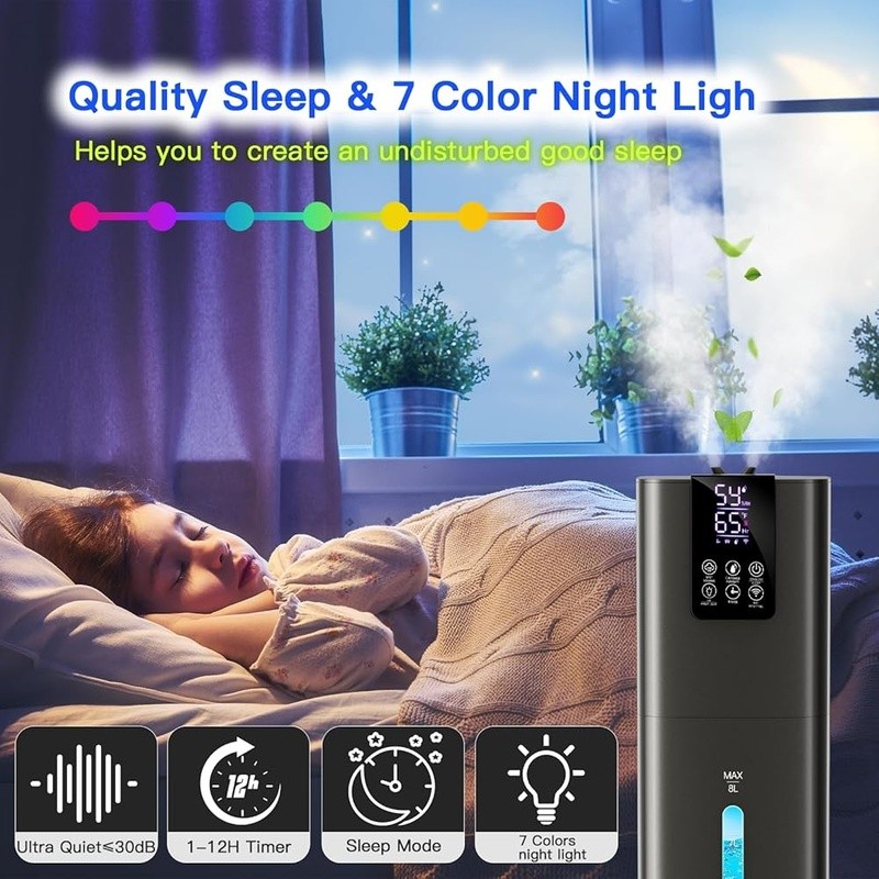 Smart App Control Humidifier 8L Capacity Essential Oil Diffuser 360° Nozzle New