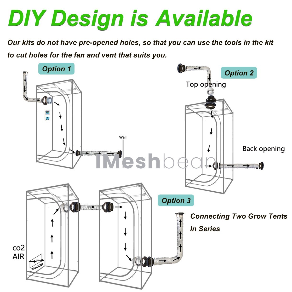 24"x24"x55" Grow Tent Kit w/LED Full Spectrum Grow Light +Ventilation Inline Fan