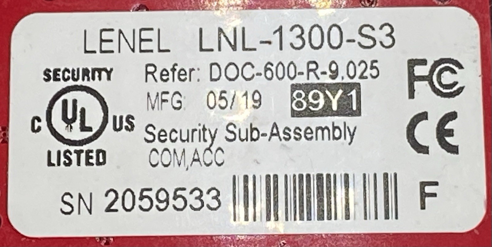 LENEL LNL-X3300 With LNL--1300 Lot Read!